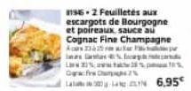 196.2 Feuilletés aux escargots de Bourgogne et poireaux, sauce au Cognac Fine Champagne A 2165  Im  Gafpa  L% 2% 1 Dare D  6,95 