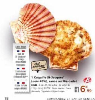 18  DE BACH  FREE  dure  1 Coquille St-Jacques (noix 40%) sauce au Muscadet 42646-25 Lat  110:35 T  