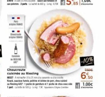 Cho  SING  Choucroute cuisinée au Riesling 227 - Litwfur 10À 25 nam ra một  Kucket cheat, the Ring ADC 1 poche se garniture at 1 poche de hou 1-500 kg 13  -10%  6.50  1.00€ 