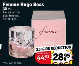 **Prix du 19-09-2022.  femme  BOSS  35% DE RÉDUCTION  PRIX AILLEURS  2895 