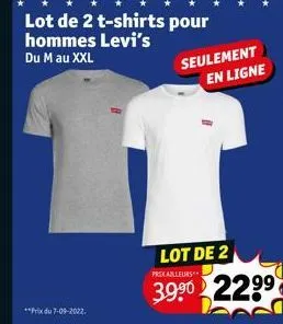 lot de 2 t-shirts pour hommes levi's  du m au xxl  seulement  en ligne  lot de 2  prex ailleurs  39.90 2299 