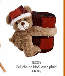 TEDDY  Peluche de Noël avec plaid 14.95 