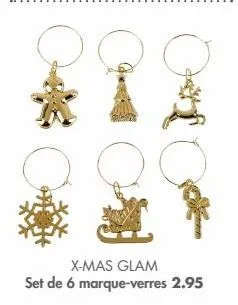 jq  x-mas glam set de 6 marque-verres 2.95 