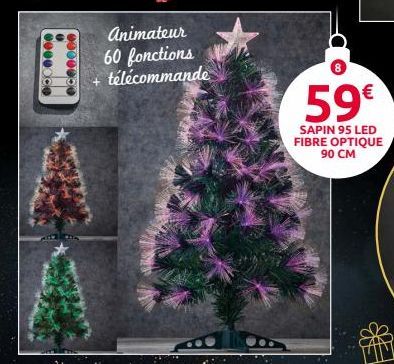 0000000  0000050  animateur 60 fonctions télécommande  59€  SAPIN 95 LED FIBRE OPTIQUE  90 CM 