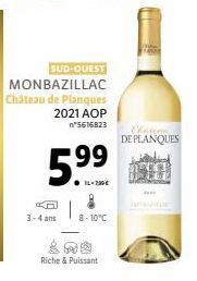 SUD-OUEST  MONBAZILLAC  Château de Planques 2021 AOP n°5616823  5.9⁹9  CO 3-4 ans  8-10°C  Riche & Puissant  Chaten  DE PLANQUES 
