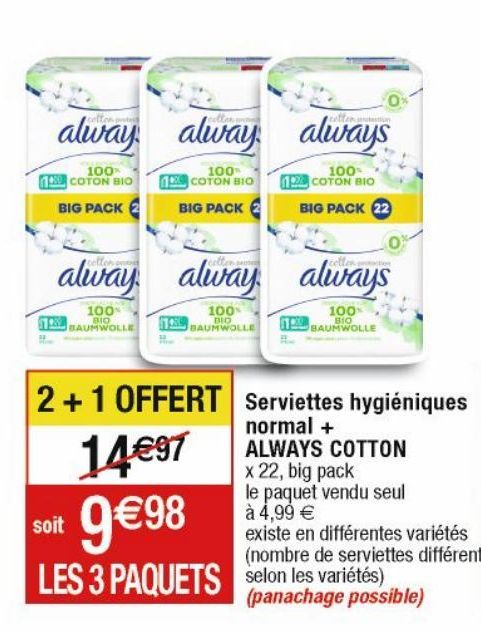 serviettes hygiéniques Always