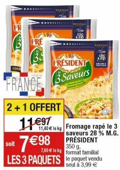 fromage râpé président