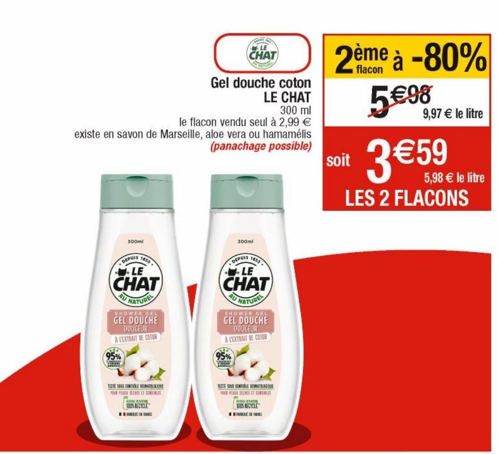 Gel douche coton LE CHAT 