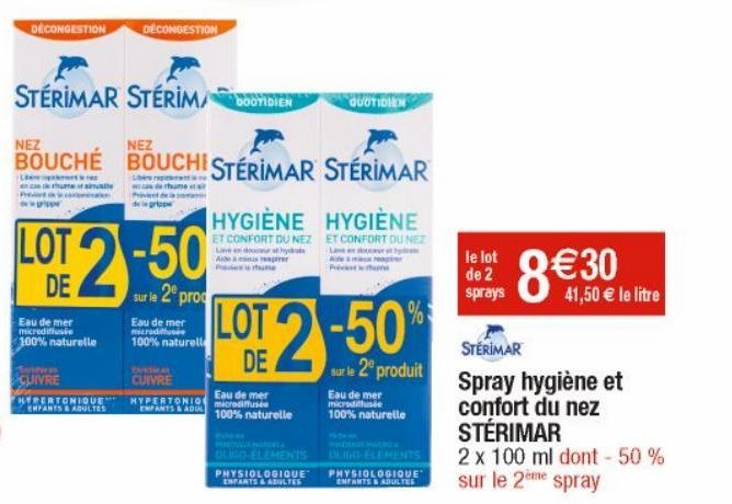 Spray hygiène et confort du nez STERIMAR