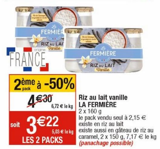 Riz au lait vanille LA FERMIERE