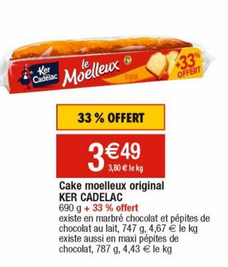 Cake moelleux original Ker Cadelac 