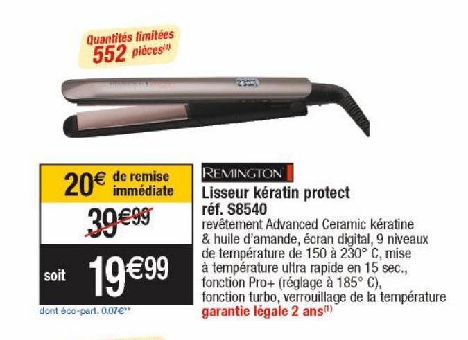 Remington Lisseur kératin protect réf.S8540