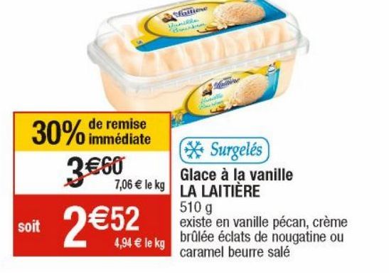 Glace à la vanille LA LAITIERE 