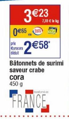 Bâtonnets de surimi saveur crabe cora