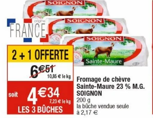 fromage de chèvre sainte-maure 23% m.g. soignon