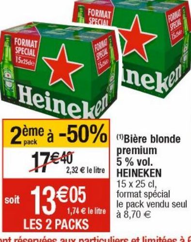 Bière blonde premium 5% Vol HEINEKEN