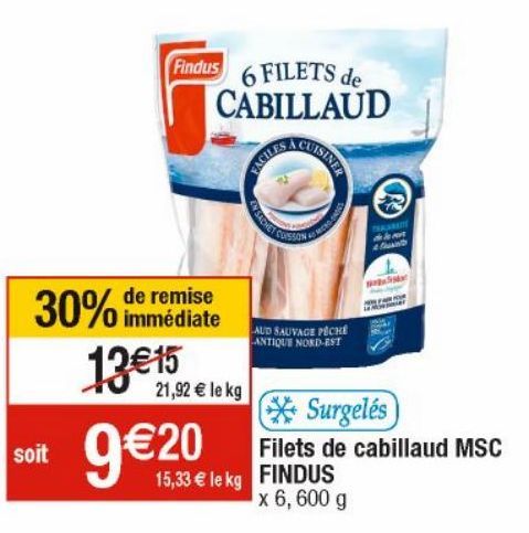 Filets de cabillaud MSC FINDUS 