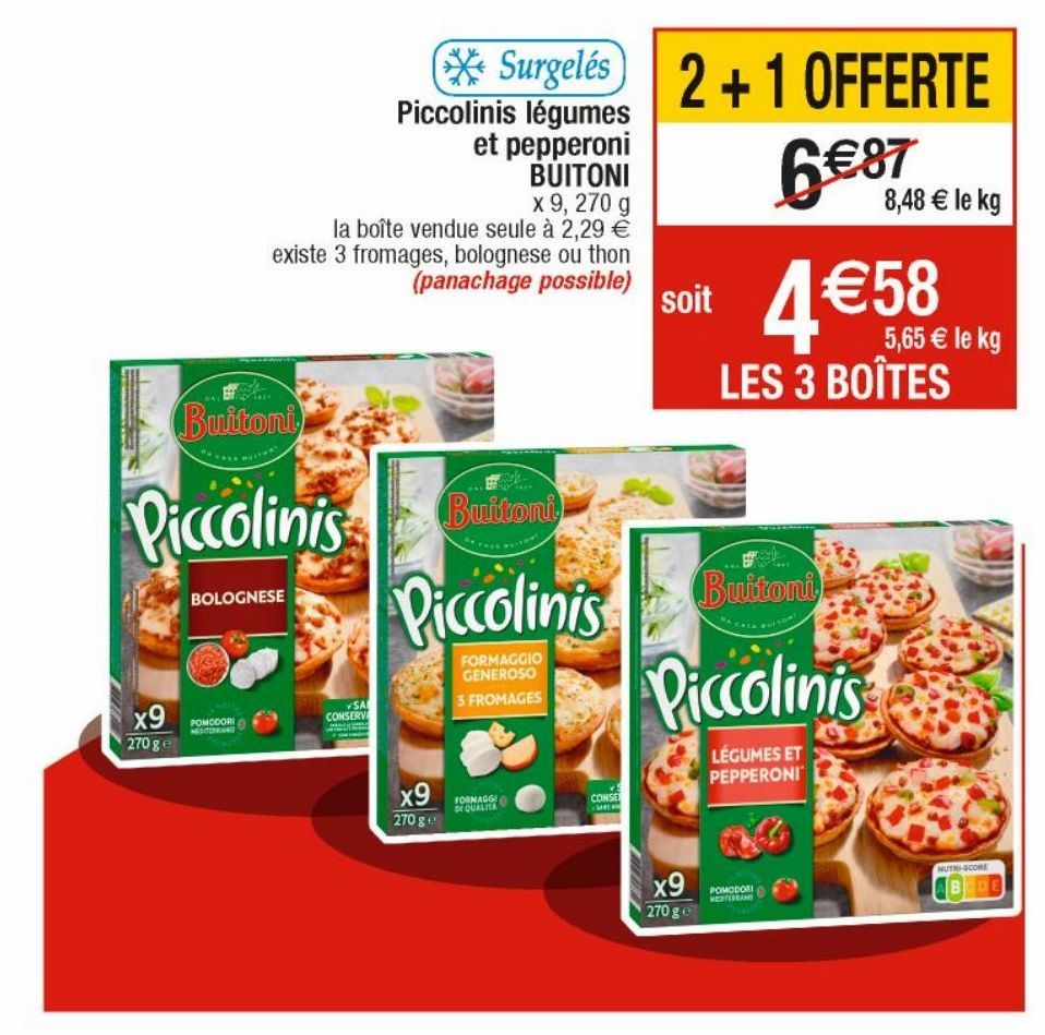 Piccolinis légumes et pepperoni BUITONI 