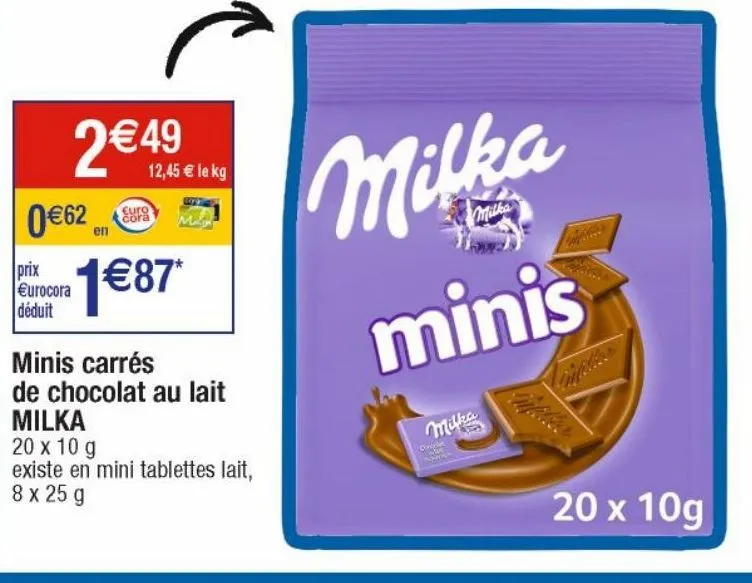 minis carrés de chocolat au lait milka