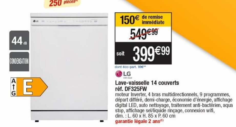 LG lave-vaisselle 14 couverts réf.DF325FW 