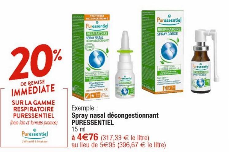 Spray nasal décongestionnant PURESSENTIEL 