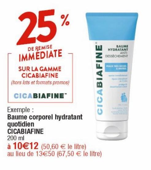 Baume corporel hydratant quotidien CICABIAFINE 