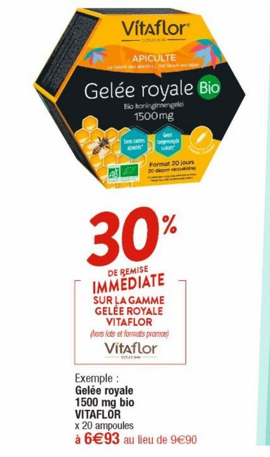 Gelée royale 1500mg bio VITAFLOR 