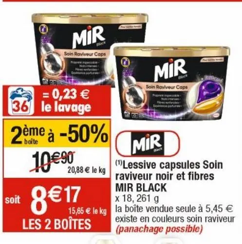 lessive capsules soin raviveur noir et fibres mir black