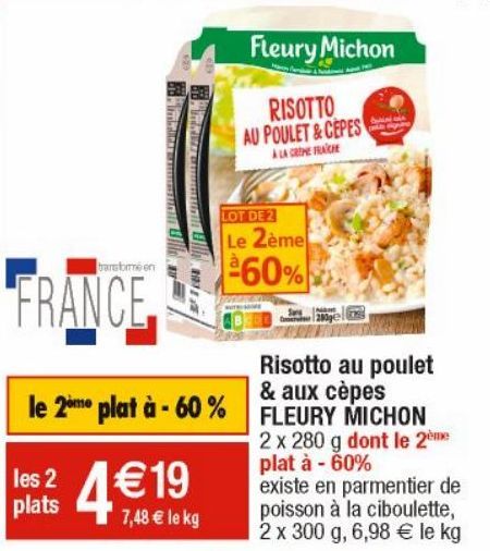 Risotto au poulet et aux cèpes FLEURY MICHON 