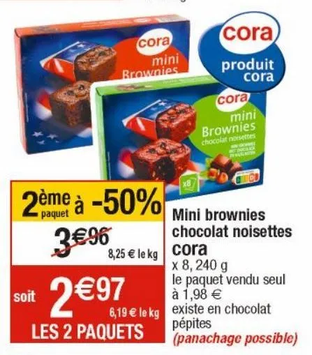 mini brownies chocolat noisettes  cora