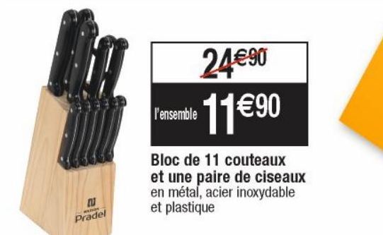 Bloc de 11 couteaux et une paire de ciseaux 