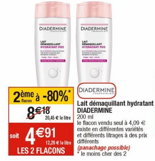 Lait démaquillant hydratant Diadermine