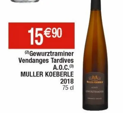 gewurztraminer vendanges tardives a.o.c muller koeberle 2018