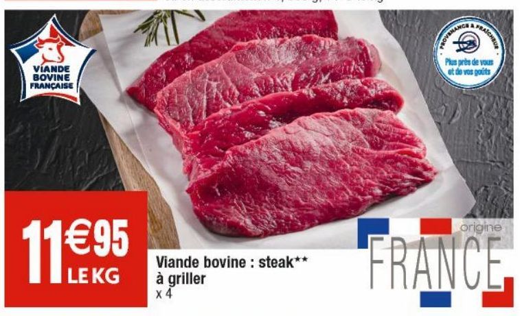 Viande bovine steak à griller 