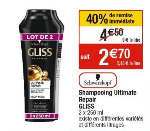 shampooing ultimate repair gliss