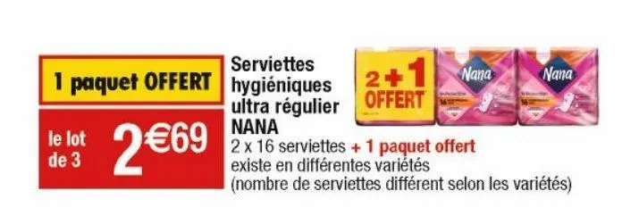 serviettes hygiéniques nana