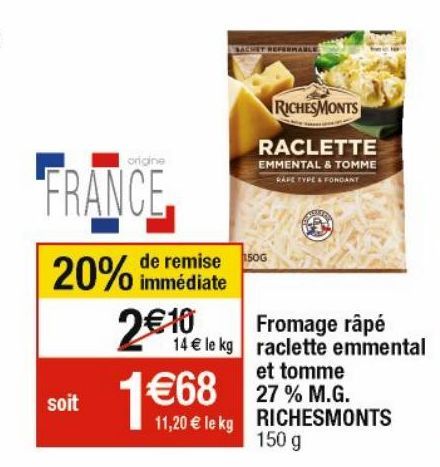 fromage râpé RichesMonts