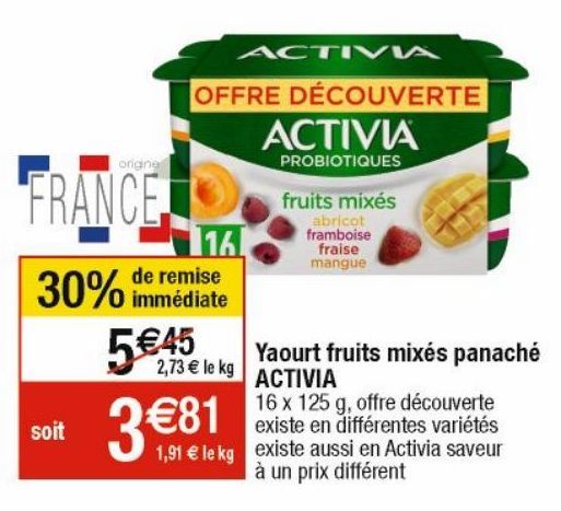 yaourt aux fruits Activia