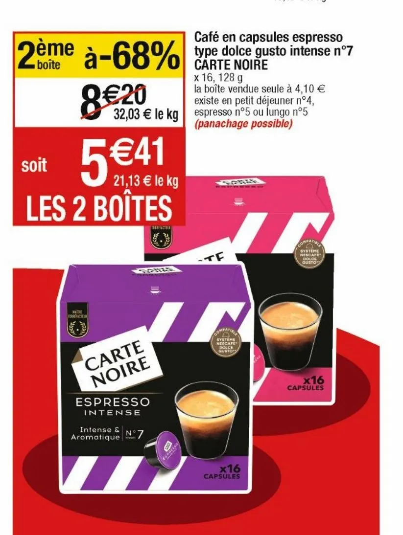 capsules de café carte noire