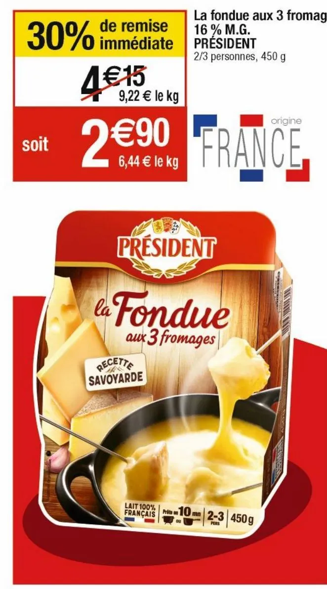 fondue au fromage président