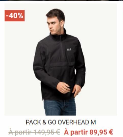 -40%  PACK & GO OVERHEAD M  À partir 149,95 € À partir 89,95 €  