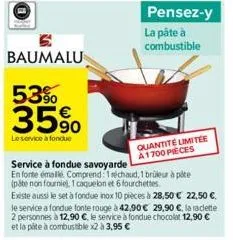 Fondue savoyarde pour 6 personnes Rouge BAUMALU : Service à fondue à Prix  Carrefour