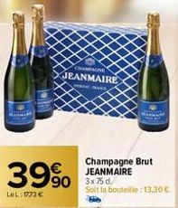 39%  lel: 1773 €  champagne  jeanmaire  manna  champagne brut jeanmaire  soit la bouteille: 13,30 € 