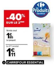 -40%  SUR LE 2 ME  Vendu sou  85 Le paquet  Le 2 produt  191  Produits  Carrefour  E  Marseille  CARREFOUR ESSENTIAL 