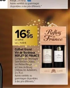 Vin Rouge Coffret Bordeaux REFLETS DE FRANCE : La bouteille de 75cL à Prix  Carrefour