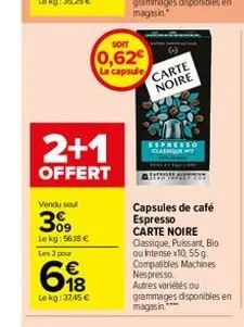 capsules de café carte noire