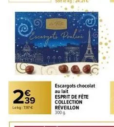 239  lekg: 797 €  escargots praline  escargots chocolat au lait esprit de fête collection réveillon 300 g 