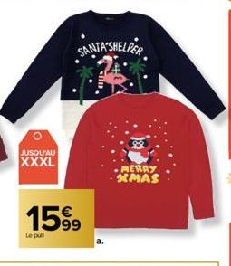 JUSQU'AU  XXXL  SANTA'SHELPER  1599  Le pull  MERRY XMAS 