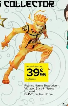 naruto shippuden  399  la figurine  figurine naruto shippuden vibration stars iii, naruto uzumaki.  en pvc, hauteur : 15 cm. 