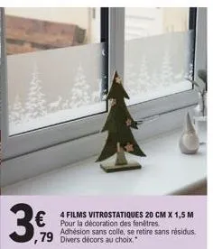 4 films vitrostatiques 20 cm x 1,5 m adhésion sans colle, se retire sans résidus.  € 79 divers décors au choix. 